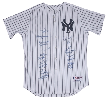 1977 New York Yankees Team Signed Home Jersey With 20 Signatures Including Jackson (Steiner)
